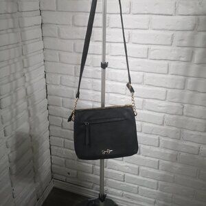 Jessica Simpson Black with Gold Tone Accents Faux Leather Crossbody Bag